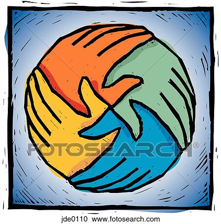 Stock Illustration - four hands. Fotosearch - Search Clipart, Illustration Posters, Drawings and Vector EPS Graphics Images