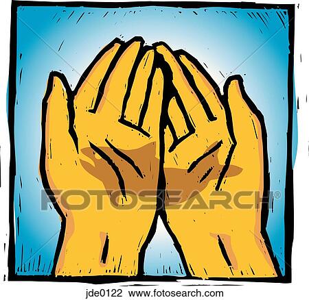 Drawing - hands holding fish. Fotosearch