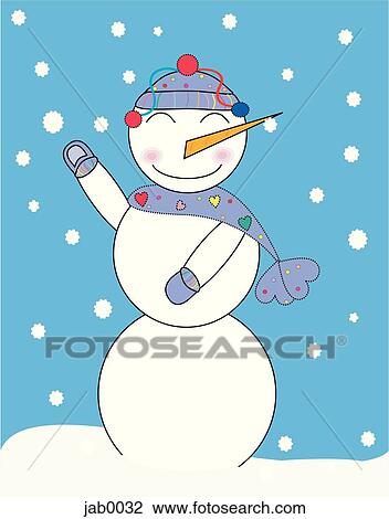 happy snowman View Large Illustration Drawing - happy snowman. Fotosearch
