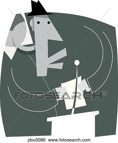 Stock Illustration - man making a presentation at the podium. Fotosearch