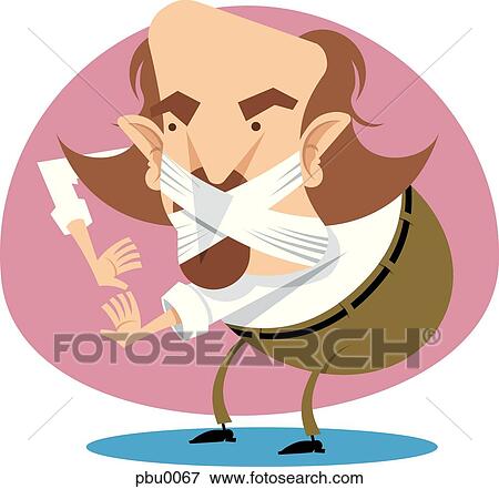 Stock Illustration - man with his mouth taped. Fotosearch