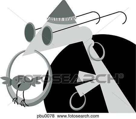 Stock Illustration - man with his pet bird. Fotosearch