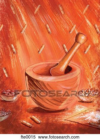 Mortar and pestle Stock Illustration | fte0015 | Fotosearch