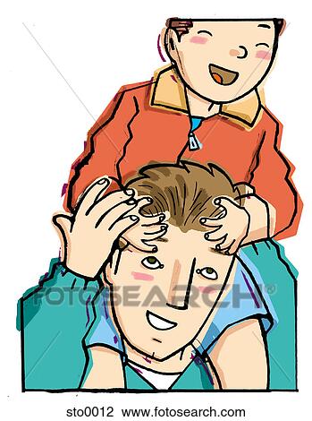 Drawing - piggy back ride. Fotosearch