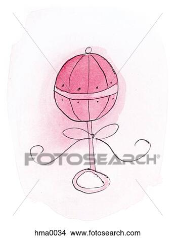 Stock Illustration - pink baby rattle. Fotosearch