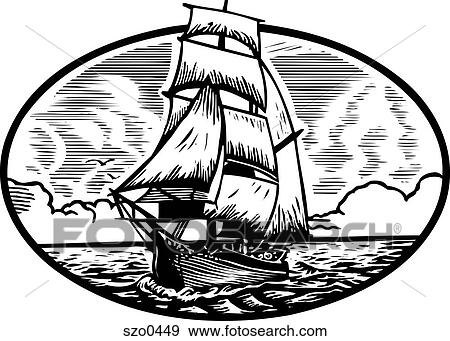 Schiff Schwarz Weiss Stock Illustration Szo0449 Fotosearch