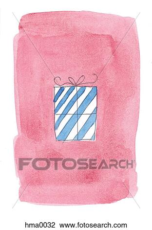 Drawing - striped gift. Fotosearch