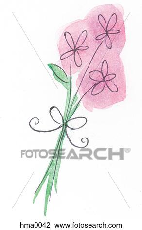 Drawing - three flowers. Fotosearch