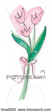 three tulips View Large Illustration Drawing - three tulips. Fotosearch