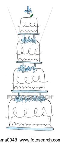 Stock Illustration - wedding cake with blue flowers. Fotosearch