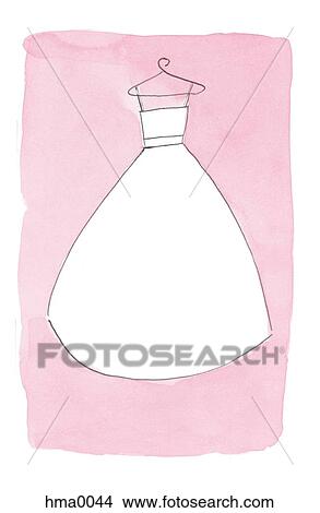 Stock Illustration - wedding dress on pink background. Fotosearch