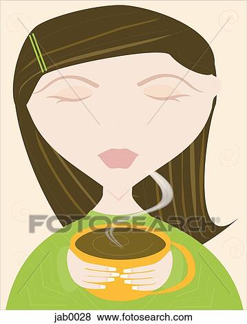 Stock Illustration - woman having coffee. Fotosearch