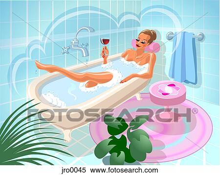 Stock Illustration - woman in bathtub. Fotosearch