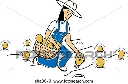 woman picking light bulbs View Large Illustration Clipart - woman picking light bulbs. Fotosearch