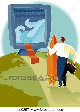 A 人 準備 ために いくつか ネット サーフィン イラスト Sps0257 Fotosearch