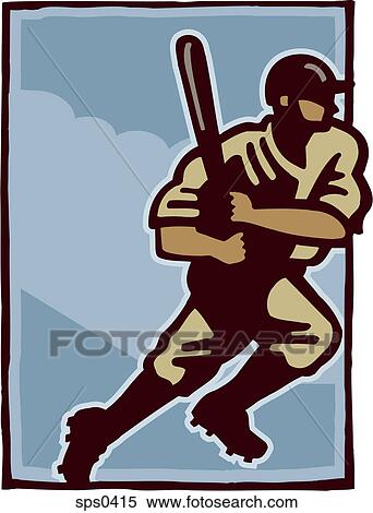 A baseball player during a game View Large Illustration Stock Illustration - A baseball player during a game. Fotosearch