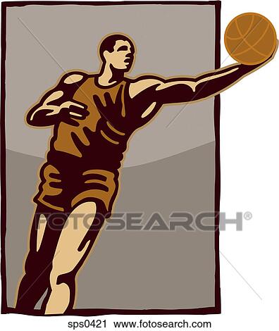 A basketball player in action View Large Illustration Clip Art - A basketball player in action. Fotosearch