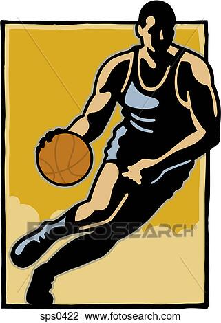 A basketball player in action View Large Illustration Drawing - A basketball player in action. Fotosearch