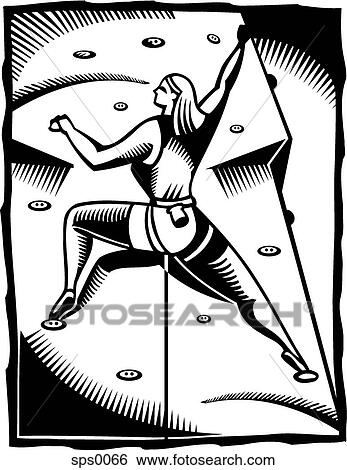 A black and white drawing of a woman participating in an indoor wall climbing View Large Illustration Stock Illustration - A black and white drawing of a woman participating in an indoor wall climbing. Fotosearch