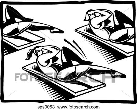 A black and white drawing of women doing sit ups View Large Illustration Drawing - A black and white drawing of women doing sit ups. Fotosearch