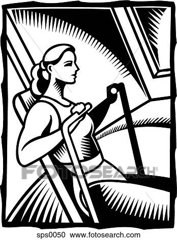 A black and white illustration of a woman exercising on a rowing machine View Large Illustration Clipart - A black and white illustration of a woman exercising on a rowing machine. Fotosearch