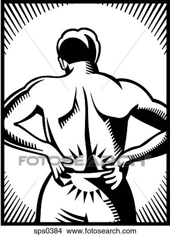 A black and white illustration of a man with lower back pain View Large Illustration Stock Illustration - A black and white illustration of a man with lower back pain. Fotosearch