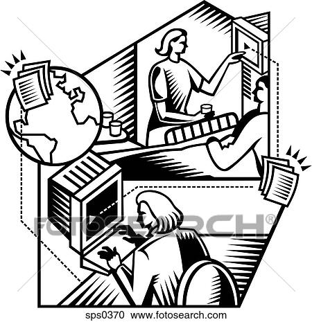 A black and white representation of a hospital administration View Large Illustration Clipart - A black and white representation of a hospital administration. Fotosearch
