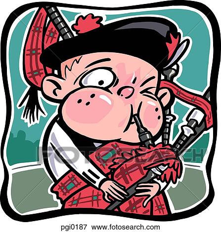 A boy in traditional costume playing bagpipes View Large Illustration Stock Illustration - A boy in traditional costume playing bagpipes. Fotosearch