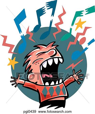 A boy singing loudly View Large Illustration Stock Illustration - A boy singing loudly. Fotosearch