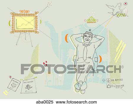 Stock Illustration - A business owner relaxing. Fotosearch