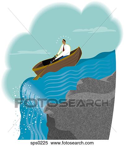 A businessman at the edge of a waterfall View Large Illustration Stock Illustration - A businessman at the edge of a waterfall. Fotosearch
