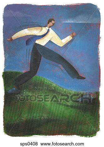 Stock Illustration - A businessman jumping on rocks. Fotosearch