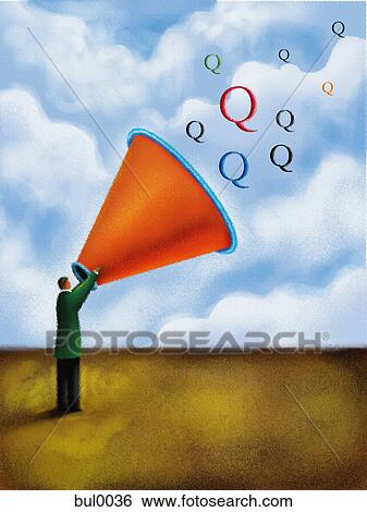 Stock Illustration - A businessman shouting into a megaphone. Fotosearch
