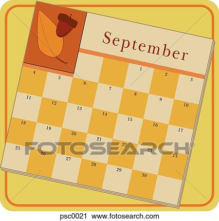 Clip Art - A calendar showing the month of September. Fotosearch