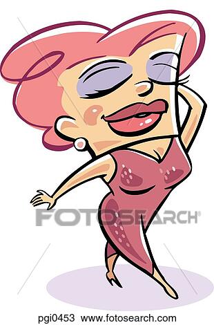 Drawing - A cartoon drawing of a glamourous woman. Fotosearch