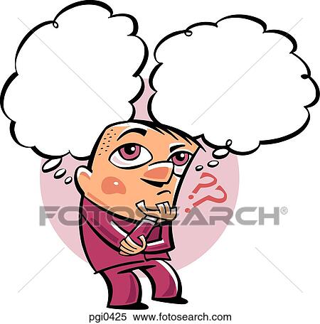Stock Illustration - A cartoon drawing of a man thinking. Fotosearch