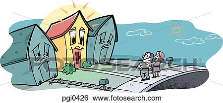 A couple looking at their dream house View Large Illustration Stock Illustration - A couple looking at their dream house. Fotosearch