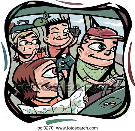 A family out on a vacation together View Large Illustration Clipart - A family out on a vacation together. Fotosearch