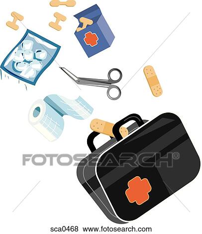 A first aid kit on a white background View Large Illustration Stock Illustration - A first aid kit on a white background. Fotosearch
