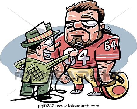 A football player being interviewed View Large Illustration Drawing - A football player being interviewed. Fotosearch