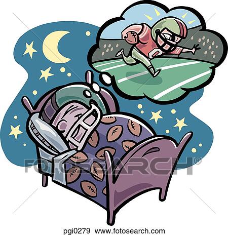 Stock Illustration - A football player dreaming about a game. Fotosearch