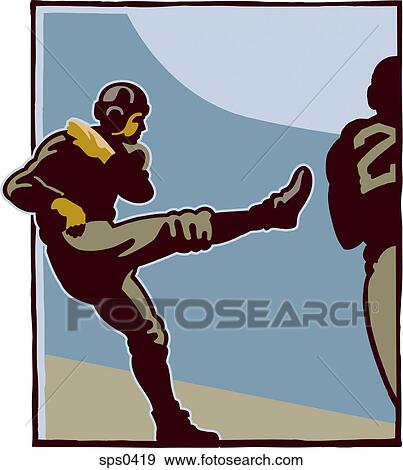 Stock Illustration - A football player during a game. Fotosearch
