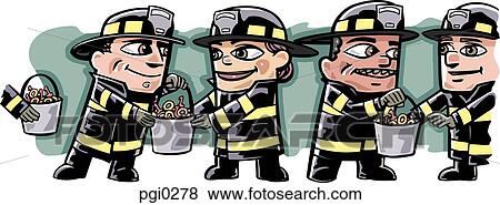A group of firefighters passing buckets View Large Illustration Stock Illustration - A group of firefighters passing buckets. Fotosearch