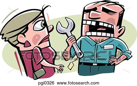 A handyman talking to a woman View Large Illustration Stock Illustration - A handyman talking to a woman. Fotosearch