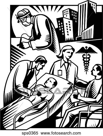 A healthcare montage done in black and white View Large Illustration Stock Illustration - A healthcare montage done in black and white. Fotosearch