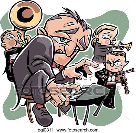 A jazz band during a performance View Large Illustration Clip Art - A jazz band during a performance. Fotosearch