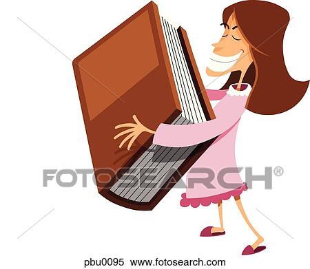 Stock Illustration - A lady holding an oversized book. Fotosearch