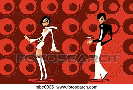 A man bringing a drink to a woman on the dance floor View Large Illustration Stock Illustration - A man bringing a drink to a woman on the dance floor. Fotosearch