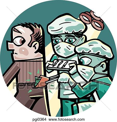 Stock Illustration - A man having a wallet surgery. Fotosearch
