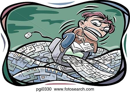 A man inundated with emails View Large Illustration Clipart - A man inundated with emails. Fotosearch